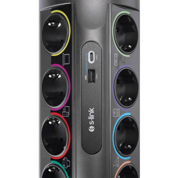 S Link Prz01 Prizhive 3m 1860 Joule 1 5mm 1 Usb 1 Typec 2 1a 5v 16a 250v 3680w 10lu Akim Korumali Priz Siyah 4