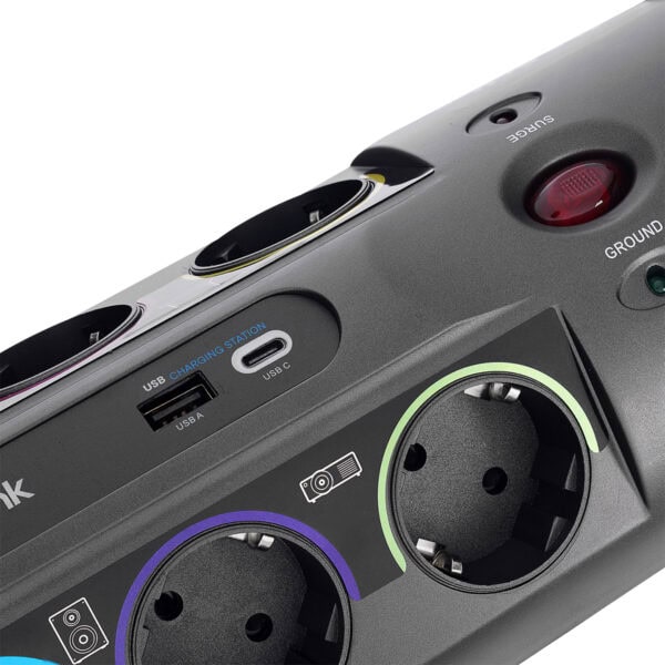 S Link Prz01 Prizhive 3m 1860 Joule 1 5mm 1 Usb 1 Typec 2 1a 5v 16a 250v 3680w 10lu Akim Korumali Priz Siyah 5