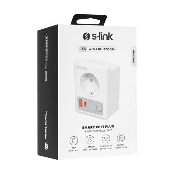 S Link Sl 13 Masterpower 2 4 Ghz Type C Usb Cikisli Wifibt Tuya Destekli 16a Akim Korumali Akilli Priz 6