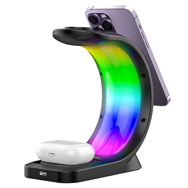 S Link Sl Cw20 Telefon Saat Kulaklik Uyumlu 15w Siyah Rgb Kablosuz Sarj Cihazi 6