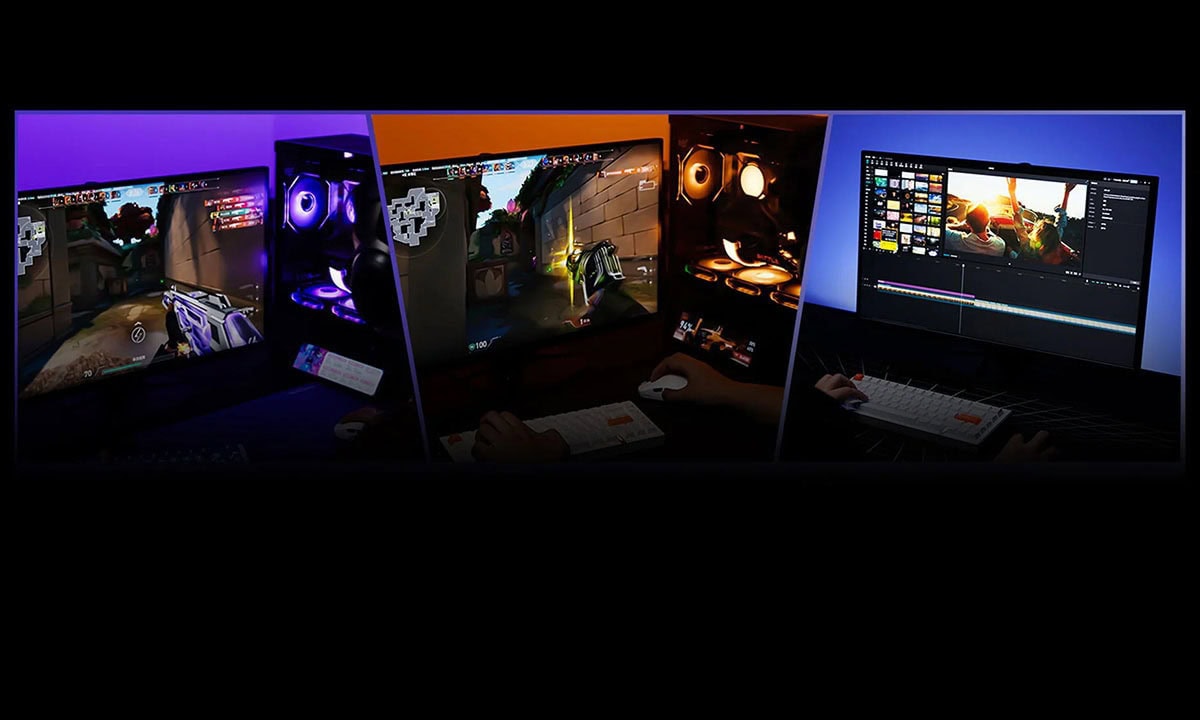 Yüksek performanslı oyun ve içerik üretimi için tasarlanmış yüksek çözünürlüklü dizüstü bilgisayar ekranları.