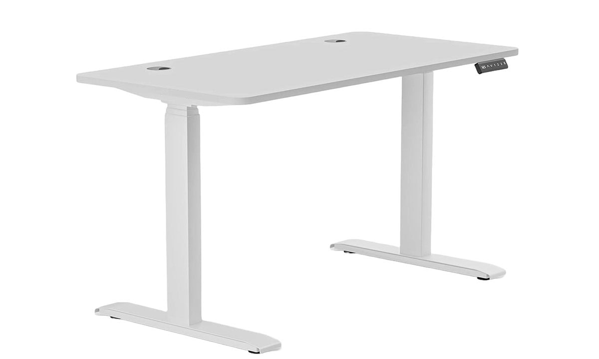 Çalışma masası, ayarlanabilir yükseklikli ergonomik ofis çalışma masası, beyaz renk, modern tasarım, ofis ve çalışma alanları için ideal.