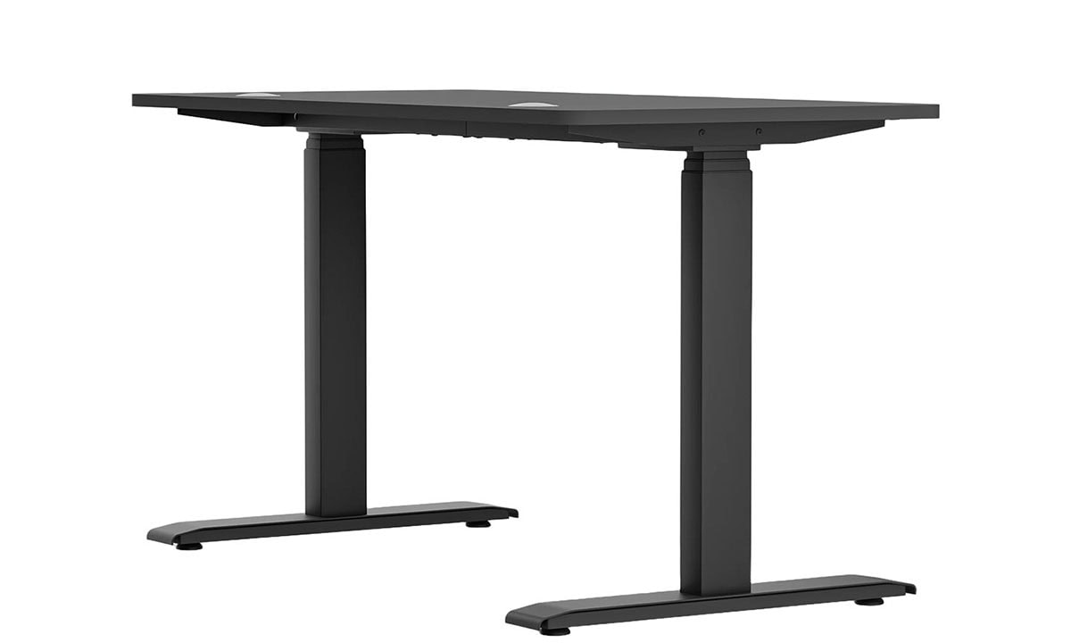 Zenith of ergonomic design, modern black adjustable desk with electric height control, ideal for office and home workstation setups. Ergonomik çalışma masası, elektrikli yükseklik ayarlı modern ofis masası.