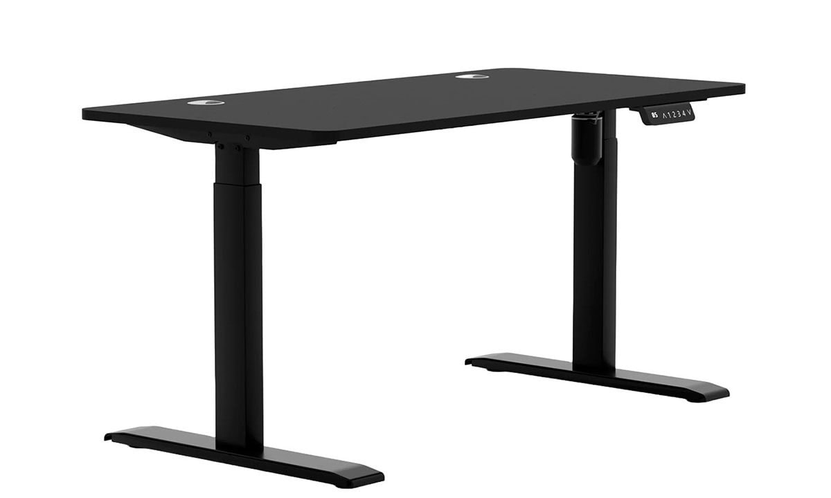 Sağlam ve modern siyah çalışma masası, ergonomik tasarım, ayarlanabilir yükseklik ve geniş çalışma yüzeyi ile ofis ve ev ortamları için ideal.