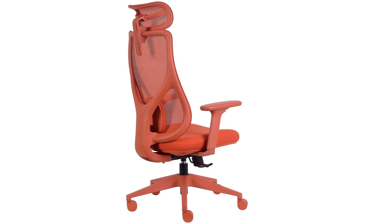 Kırmızı ergonomik ofis çalışma sandalyesi, yüksekliği ayarlanabilir ve ferahlatıcı tasarımıyla modern ofis mobilyaları için ideal.