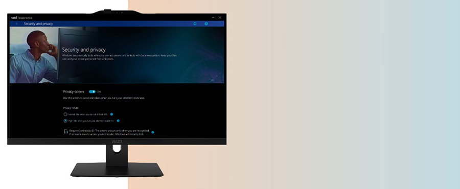 Güvenlik ve gizlilik ayarları gösteren bilgisayar ekranı, laptop ve güvenlik özellikleri, teknoloji ve gizlilik koruma konsepti.