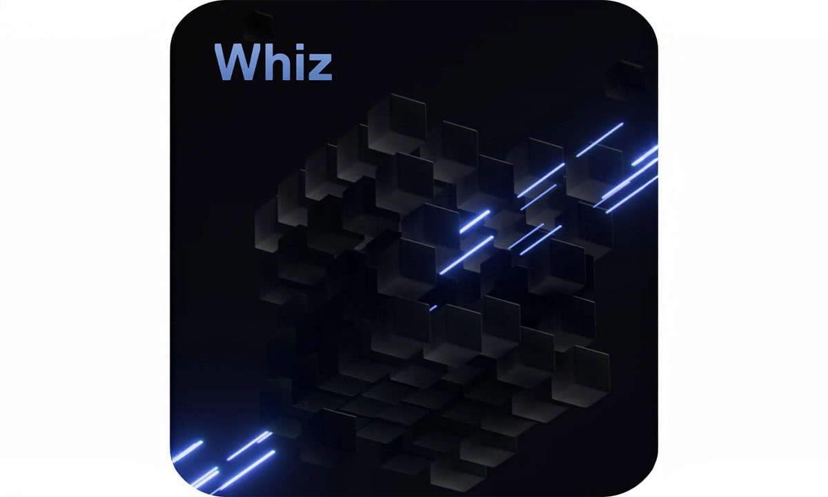 Kare şeklinde siyah bloklar ve mavi ışık çizgileri içeren modern grafik tasarımlı dijital görsel.