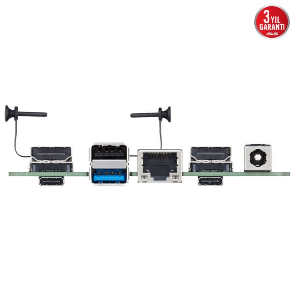 Sesliankastre Anten ve bağlantı altyapılı anakart portları, USB, Ethernet ve HDMI bağlantıları ile çeşitli bilgisayar ve network bileşenleri.