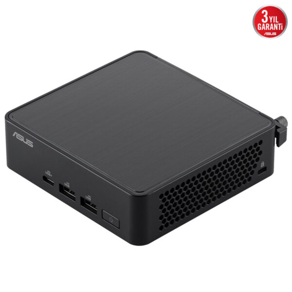 Küçük boyutlu ASUS mini bilgisayar, yüksek performans ve kompakt tasarım ile ev ve ofis kullanımı için ideal. Çoklu USB portları ve şık siyah gövdesi ile dikkat çeker.