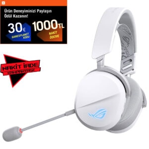 ASUS ROG Pelta Beyaz Edition RGB, PS5 uyumlu kablosuz gaming kulaklık, yüksek ses kalitesi ve RGB aydınlatma özellikleriyle oyun deneyimini artırır. Hafif tasarımı ve konforlu yapısıyla uzun süreli ku.