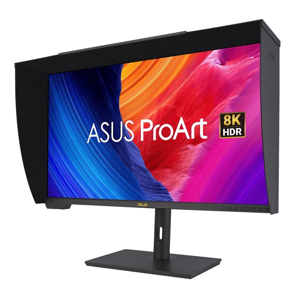 Ultra geniş ASUS ProArt 4K 8K HDR monitör, profesyonel grafik ve tasarım için ideal, yüksek çözünürlük ve renk doğruluğu ile etkileyici görüntü kalitesi.