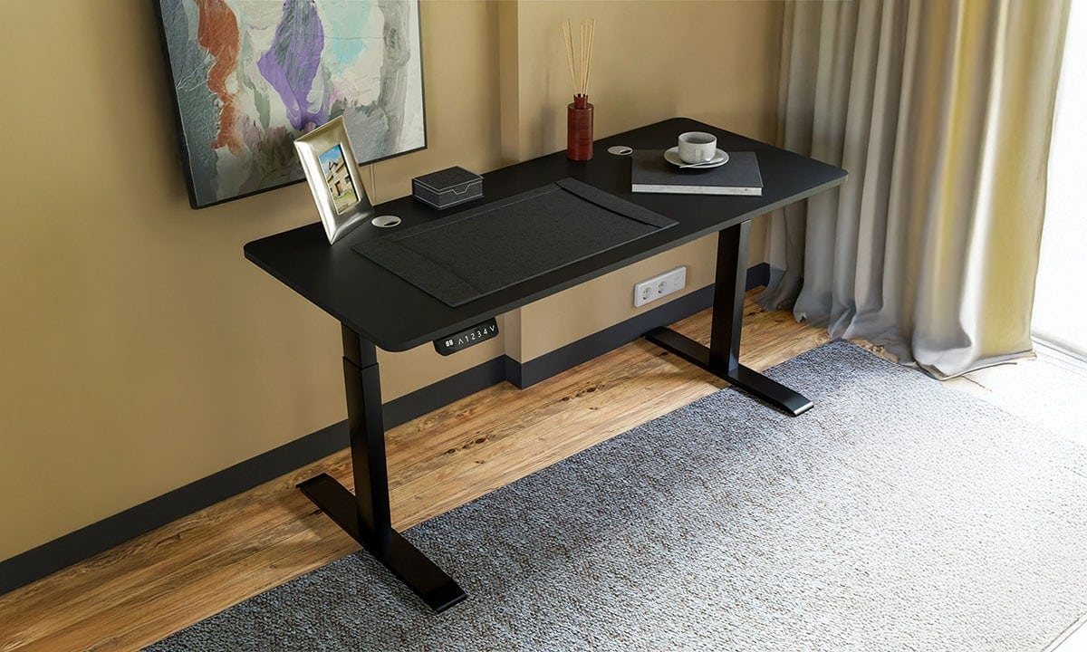 Modern çalışma masası, şık ve fonksiyonel ofis mobilyası, ergonomik tasarım, minimal stil, ev ve ofis kullanımı için uygun.