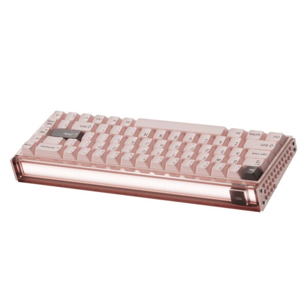 Gül kurusu renkli mekanik klavye, RGB ışıklandırmalı, kablosuz ve gaming özellikleriyle yüksek performans sağlar. Modern tasarımıyla ofis ve oyuncu ortamlarına uyum sağlar.