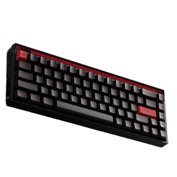 Dizüstü bilgisayar için kırmızı ve siyah mekanik oyun klavyesi, RGB aydınlatmalı, yüksek performanslı ve dayanıklı tuş takımı, rahat yazma ve oyun deneyimi sağlar.