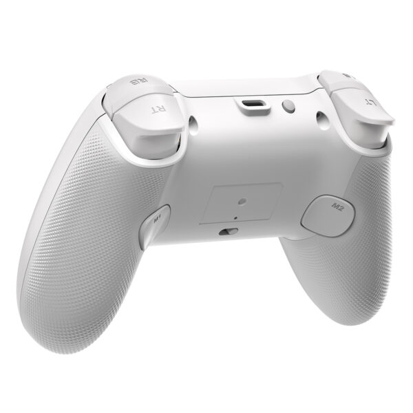 Yüksek çözünürlüklü beyaz kablosuz gamepad kontrolcü, ergonomik tasarım ve hassas düğmelerle oyun deneyimini artırır. Laptop veya oyun konsolu bağlantısı için ideal, kaliteli oyun aksesuarı.