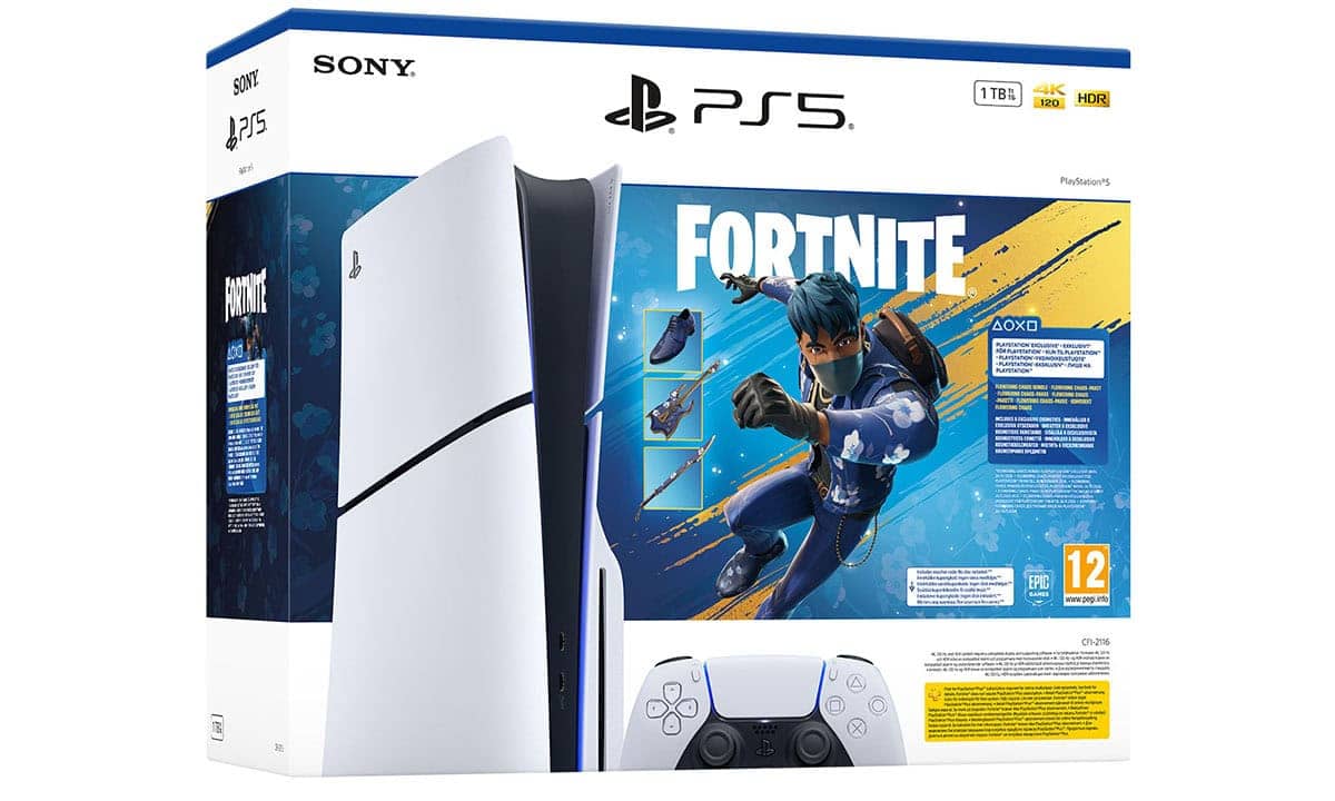 PS5 ve Fortnite oyunlu konsol kutusu, PlayStation 5 ile Fortnite oyununu içeren yüksek performanslı oyun konsolu, özellikleri ve tasarımıyla gaming tutkunlarına yönelik en iyi seçenek.