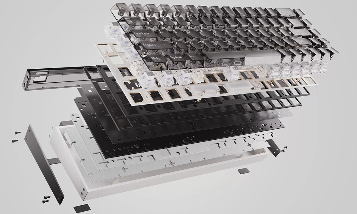 Yüksek teknolojili dizüstü bilgisayar ana kartı ve bileşenleri, yapısal katmanlar ve mikro devreler detaylı görünüm.
