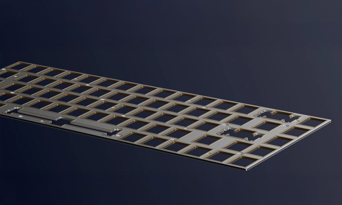 Yapısı açık dizüstü bilgisayar klavye çerçevesi, metal malzemeden yapılmış, laptop klavye montaj parçası, teknik ürün fotoğrafı, yüksek kaliteli detaylı görsel.