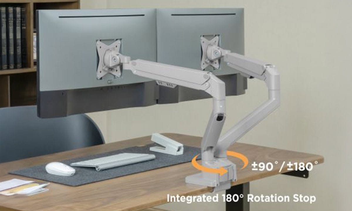 Yüksek hassasiyetli monitör tutucu, 180° dönebilme ve 90° eğim özellikleri ile ergonomik ve ayarlanabilir ofis çalışma ortamı için ideal. Ofis ve ev kullanımı için uygun, monitör sabitleme destekli yapı.