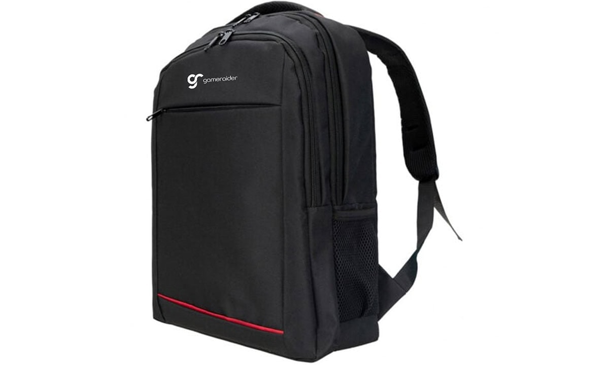 Gamerider siyah sırt çantası, bilgisayar ve oyun ekipmanları taşıma için uygun, portatif ve dayanıklı tasarım.