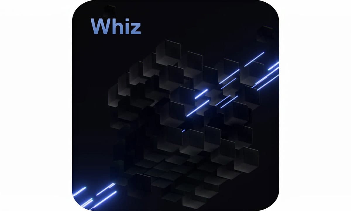 Yüksek teknolojili siyah 3D küp geometrisi ve parlak mavi ışık çizgileri ile modern dijital tasarım.