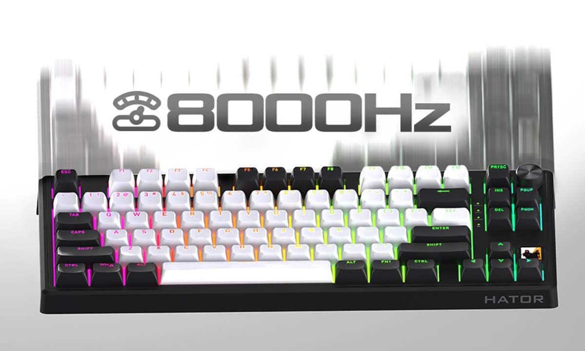 Yüksek performanslı RGB arka ışıklı oyun klavyesi, mekanik tuşlar ve 8000Hz yenileme hızı ile hızlı tepki sağlar.