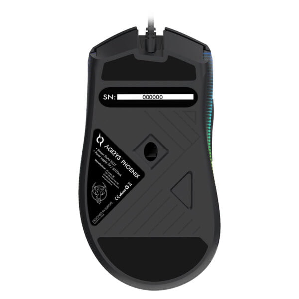 Yüksek performanslı oyun faresinin altında detaylı görsel, RGB aydınlatma ve ergonomik tasarım özellikleriyle profesyonel kullanım için uygun, PC oyunları ve ofis işleri için ideal.