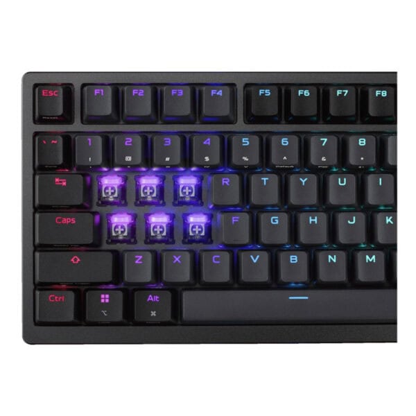 Klavye, renkli RGB arka aydınlatmalı gaming mekanik tuş takımı, yüksek performanslı ve şık görünümlü bilgisayar klavyesi. Kullanıcı dostu tasarımı ve özelleştirilebilir ışık efektleri ile oyun ve günlük kullanım için ideal.