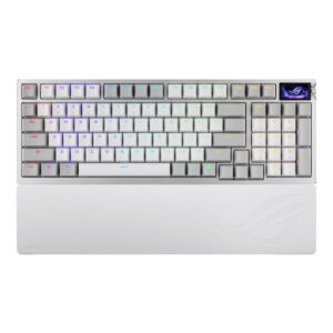 Renkli Işıklı Gaming Mekanik Klavye, RGB aydınlatmalı oyun klavyesi, yüksek performanslı bilgisayar aksesuarı, ASUS ROG tasarımı ve rahat kullanım sağlar.