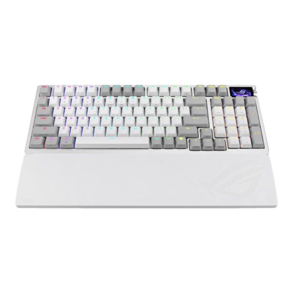 RENKLİ RGB LED AÇIKLAMALI OYUN KLAVYESİ, ASUS ROG STRIX KLEYKOS, RGB aydınlatmalı mekanik klavye, yüksek performanslı oyun ve yazılım deneyimi için tasarlandı.