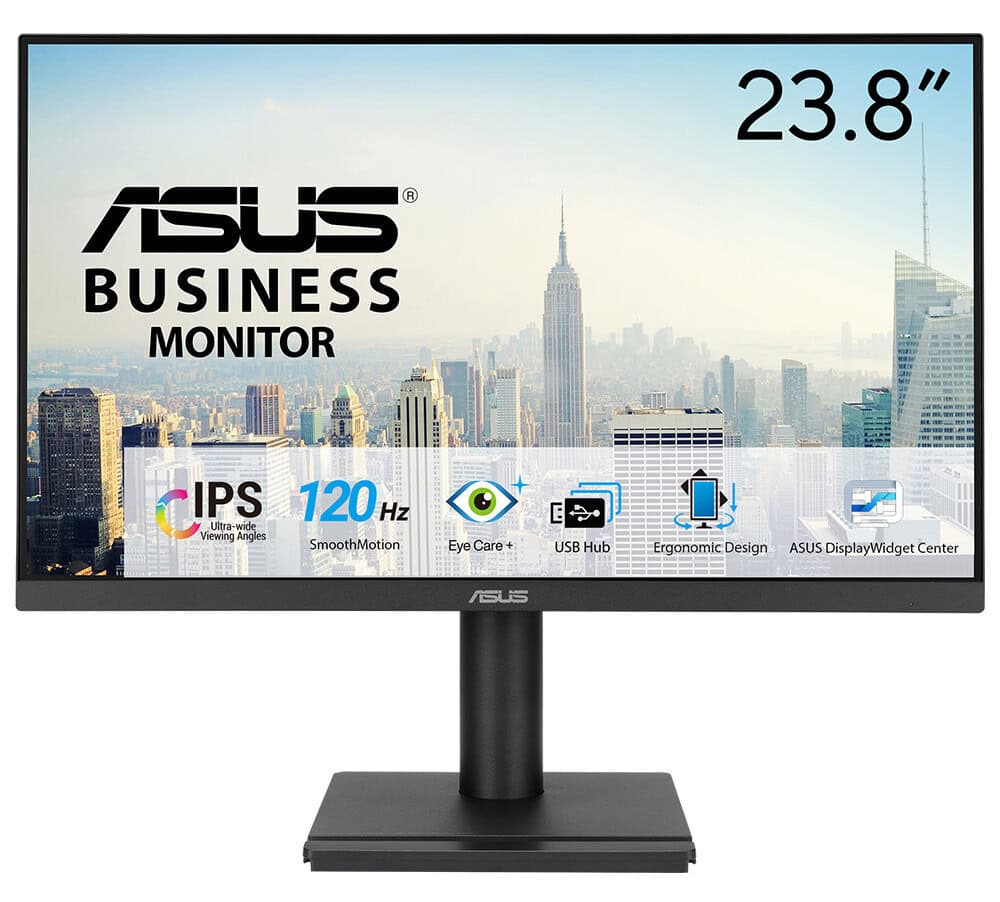 Yüksek çözünürlüklü 23.8" ekran, IPS panel, 120Hz yenileme hızı, ergonomik tasarım, USB Hub ve geniş görüş açıları ile ofis ve profesyonel kullanım için uygun ASUS iş monitörü.