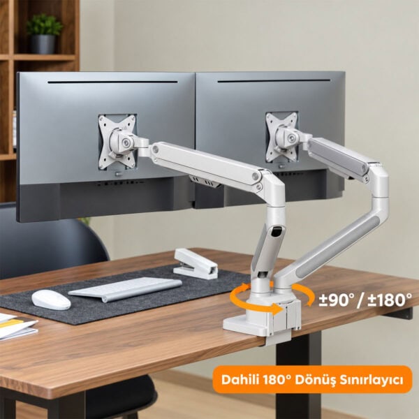 Brateck 17 32 Inç Uyumlu İki Kollu Amortisörlü Gri Monitör Kolu (ldt62 C024) 13