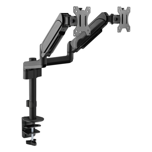 Ayarlanabilir bilgisayar monitör montaj kolu, masaüstü ve duvara monte edilebilen ergonomik çalışma istasyonu. 360 derece dönebilir, yükseklik ayarlı ve kablo yönetimi özellikleriyle ofis ve ev kullanımı için ideal.