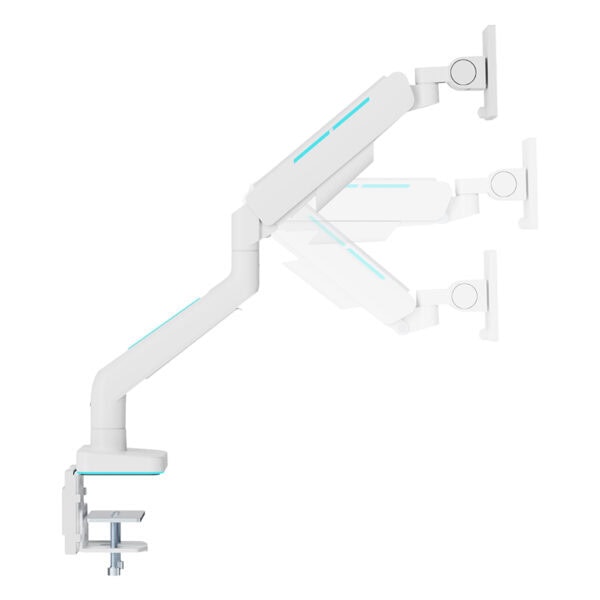 Çok amaçlı bilgisayar ve monitör tutucu, yükseltilebilir ergonomik masaüstü ayar seçeneği ile modern ofis ve ev kullanımı için ideal.