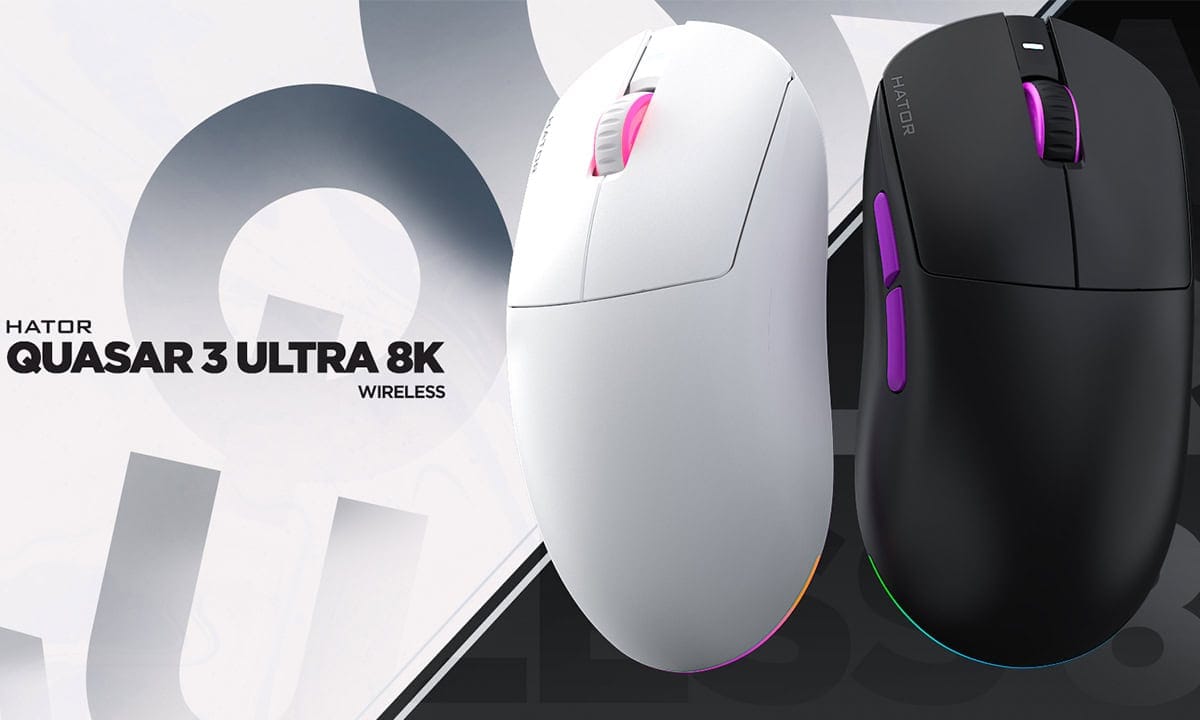 Wireless fare Hator Quasar 3 Ultra 8K optik mouse, renkli ve ergonomik tasarım, yüksek performanslı oyun ve çalışma mouse'u.