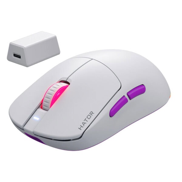 Yüksek performanslı ve ergonomik kablosuz fare, LED aydınlatmalı tekerlek ve programlanabilir tuşlar ile oyun ve ofis kullanımı için ideal.