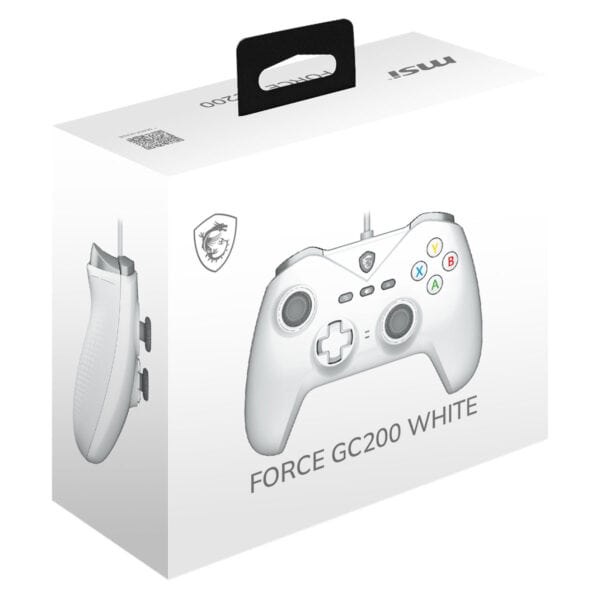 Yurtdışında satılan beyaz Force GC200 Gaming Gamepad, ergonomik tasarım ve yüksek performans sağlar, çeşitli oyunlar için uygun kablosuz kontrol cihazı.