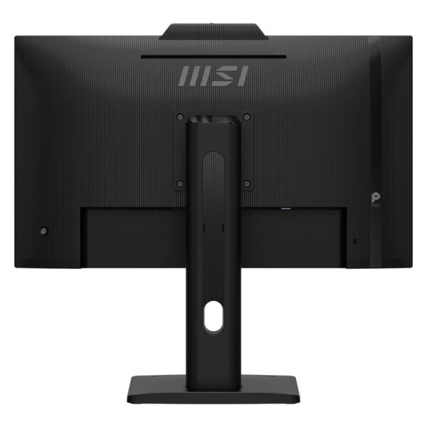 Yüksek çözünürlüklü MSI profesyonel bilgisayar monitörü arka görünüm, ince tasarım ve dayanıklı stand detayları, oyun ve grafik tasarım için ideal yüksek performanslı ekran.