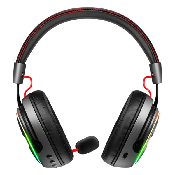 Yüksek performanslı gaming veya iletişim için kablosuz oyun kulaklığı, ışıklı tasarım ve yumuşak konforlu kulak yastıklarıyla dikkat çekiyor.