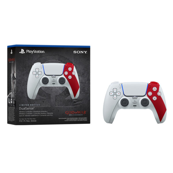 Oyun konsolu DualSense PlayStation 5 ve God of War 20. Yıl dönemi özel tasarım joystick, kablosuz kontrol cihazı, modern tasarım ve yüksek performans özellikleriyle öne çıkar.