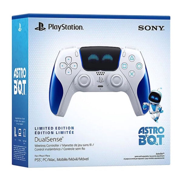 – Yüksek kaliteli PlayStation 5 uyumlu limitli sürüm Astro Bot kablosuz oyun kumandası.