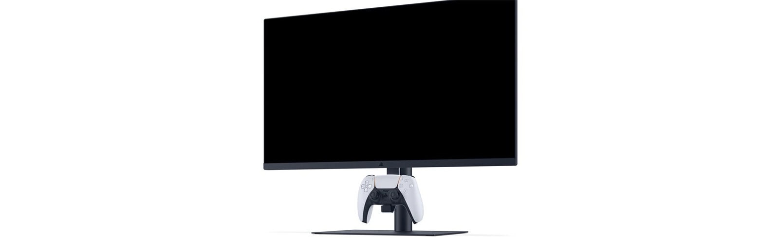 Oyuncu konsolu ve monitör ekranı kombinasyonu, oyun ve yüksek performanslı bilgisayar çözümleri, şık ve modern tasarım, yüksek çözünürlüklü ekran, gaming setup, PlayStation ve diğer konsol uyumu.