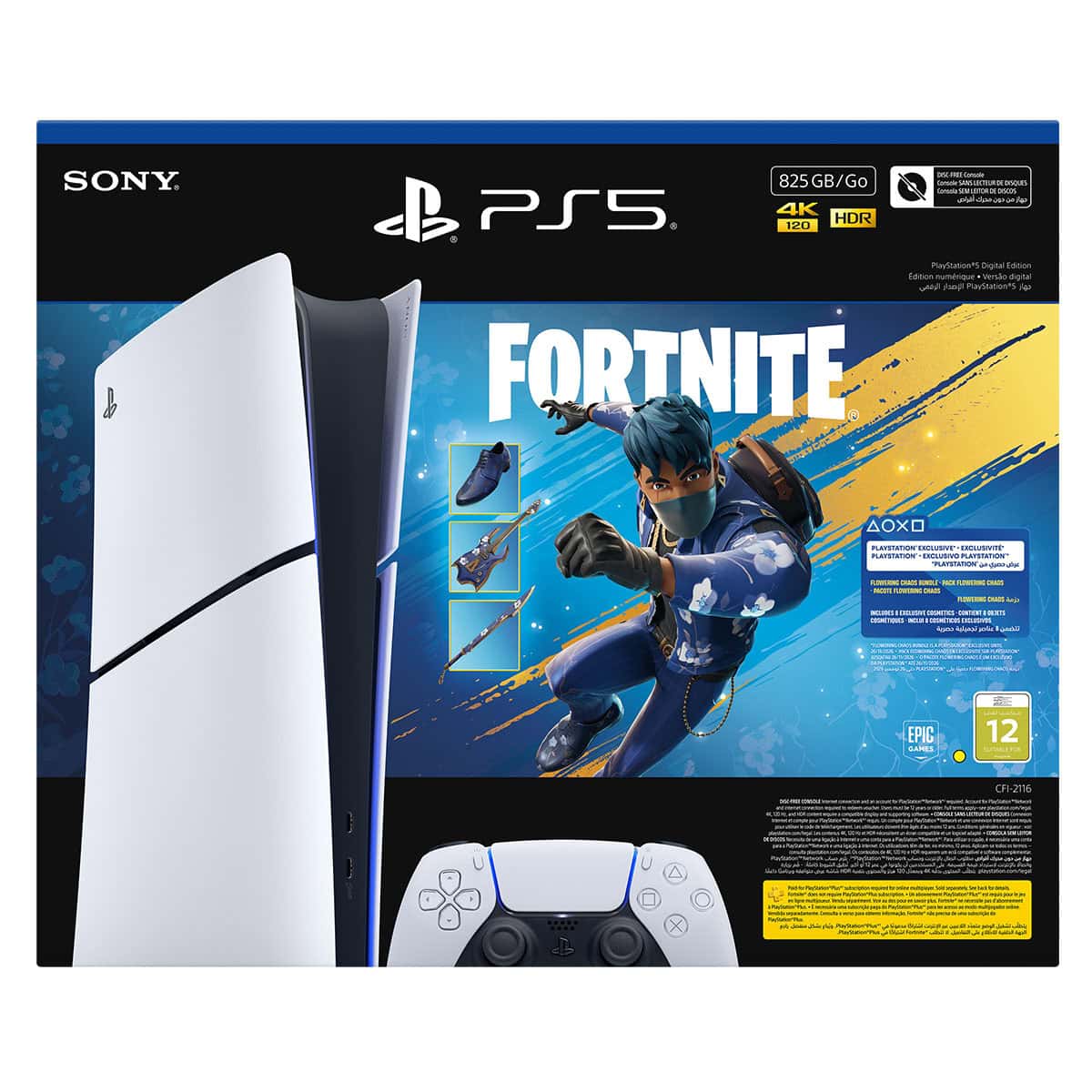 Yüksek performanslı PS5 oyun konsolu ve PlayStation 5 temel aksesuarları ile Fortnite oyunu için optimize edilmiş ürün paketi. 4K HDR görüntü kalitesi ve gelişmiş oyun deneyimi sunar.