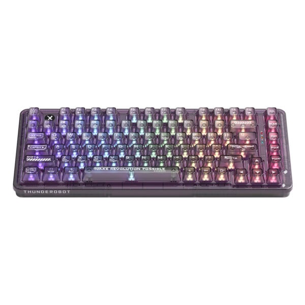 Parlak renklerle aydınlatılmış RGB mekanik gaming klavye, bilgisayar oyuncuları ve ofis kullanıcıları için ideal, dayanıklı ve şık tasarımıyla öne çıkar.