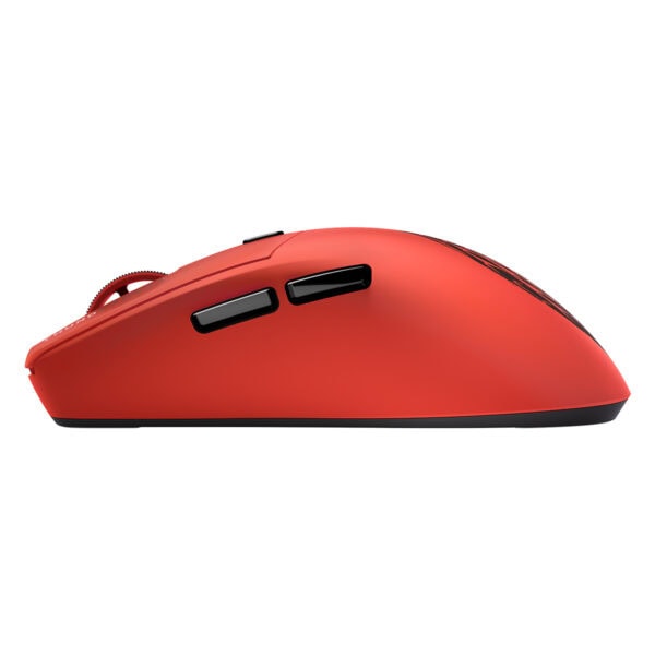 Kırmızı kablosuz mouse, ergonomik tasarımıyla ve yüksek hassasiyetiyle bilgisayar kullanımını kolaylaştırır.