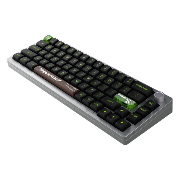 Yüksek teknolojili oyun ve bilgisayar aksesuarları için tasarlanmış kompakt mechanical klavye. Siyah tuşlar ve yeşil aydınlatmalı detaylar ile modern ve ergonomik tasarıma sahip.