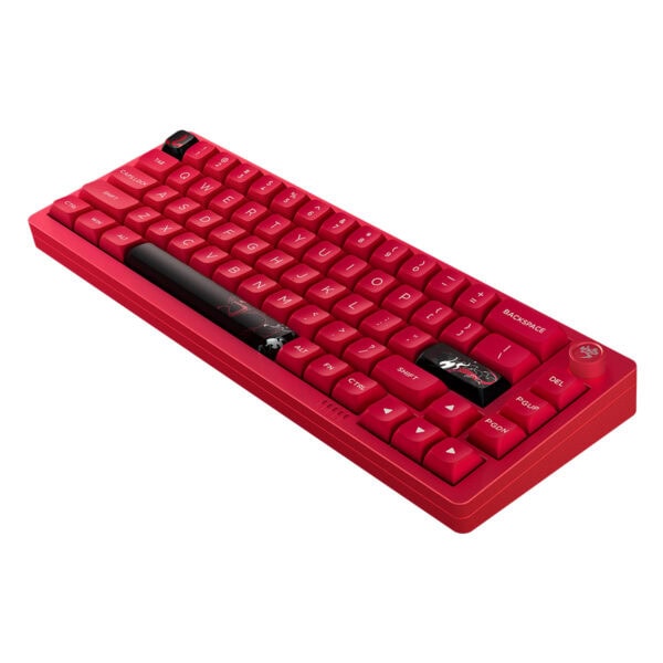 Kırmızı renkli oyuncu klavyesi, ergonomik tasarımı ve ışıklı tuşlarıyla bilgisayar oyunları için ideal, yüksek performanslı gaming klavye.