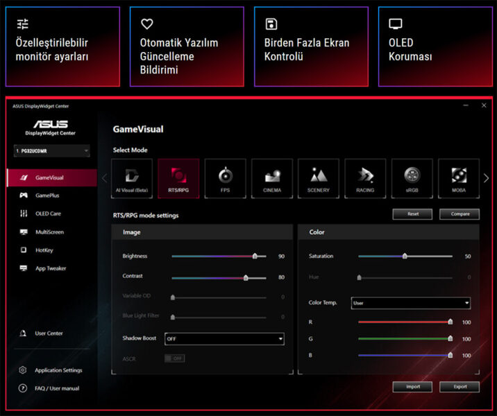 ASUS ROG Swift OLED PG32UCDMR Gaming Monitör H19