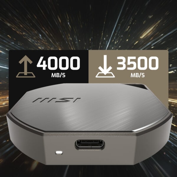 Yüksek hızda veri transferi için USB çipli SSD, 4000 MB/s okuma ve 3500 MB/s yazma hızlarıyla üstün performans sağlar.