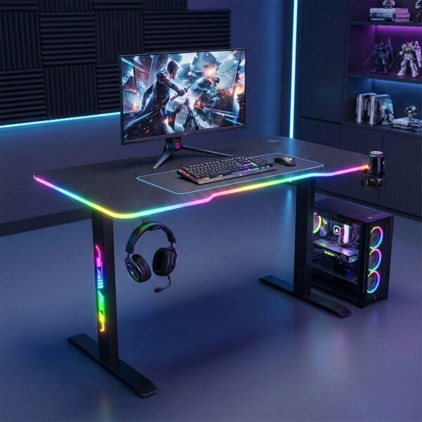 Karr Gaming Ion Rgb Aydınlatmalı 160x74 Siyah Tabla Oyuncu Masası 2